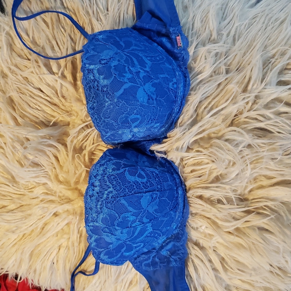 Victoria's Secret Pink Push-up Blue Balconette Bra 32C